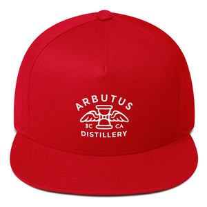 Arbutus Distillery - White Embroidered - Yupoong 6007 Five-Panel Flat Bill Cap, Hat, Arbutus Distillery - MerchHeaven.com