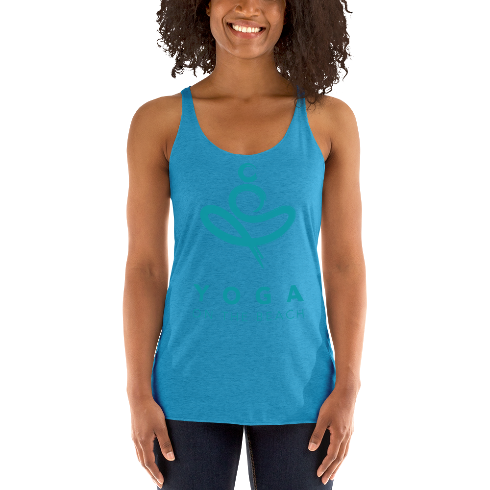 Yoga on the Beach (YOTB) - Women's Racerback Tank (Teal Logo), Shirt, YOGA on the Beach - MerchHeaven.com