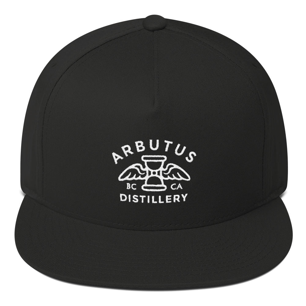 Arbutus Distillery - White Embroidered - Yupoong 6007 Five-Panel Flat Bill Cap, Hat, Arbutus Distillery - MerchHeaven.com