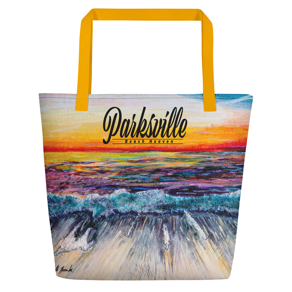 Parksville Deluxe Beach Bag 'All Creation Sings' artwork by Michelle Manke, Bag, Michelle Manke - MerchHeaven.com