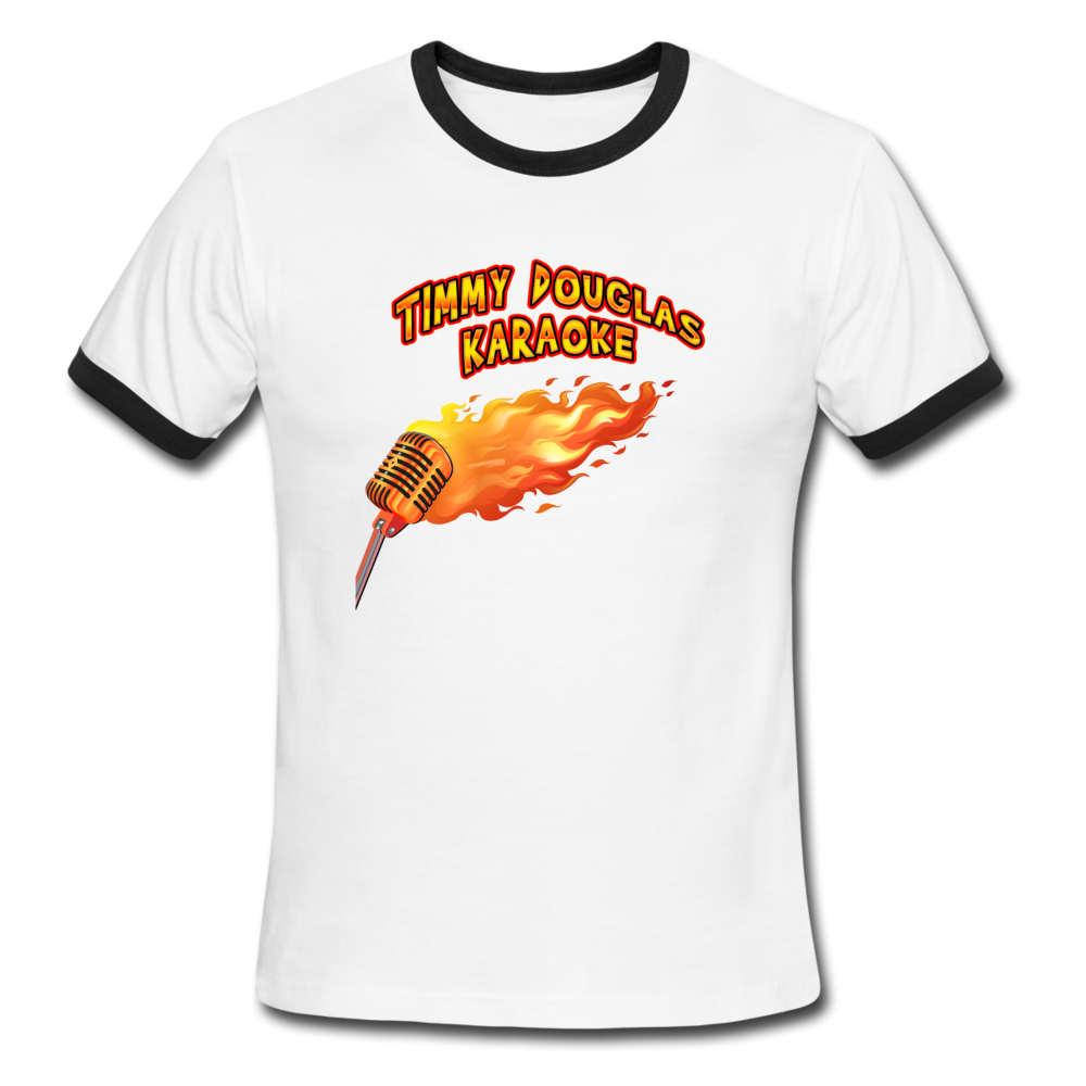 Timmy Douglas Karaoke - Ringer T-Shirt, Men's Ringer T-Shirt | American Apparel 2410W, Timmy Douglas - MerchHeaven.com